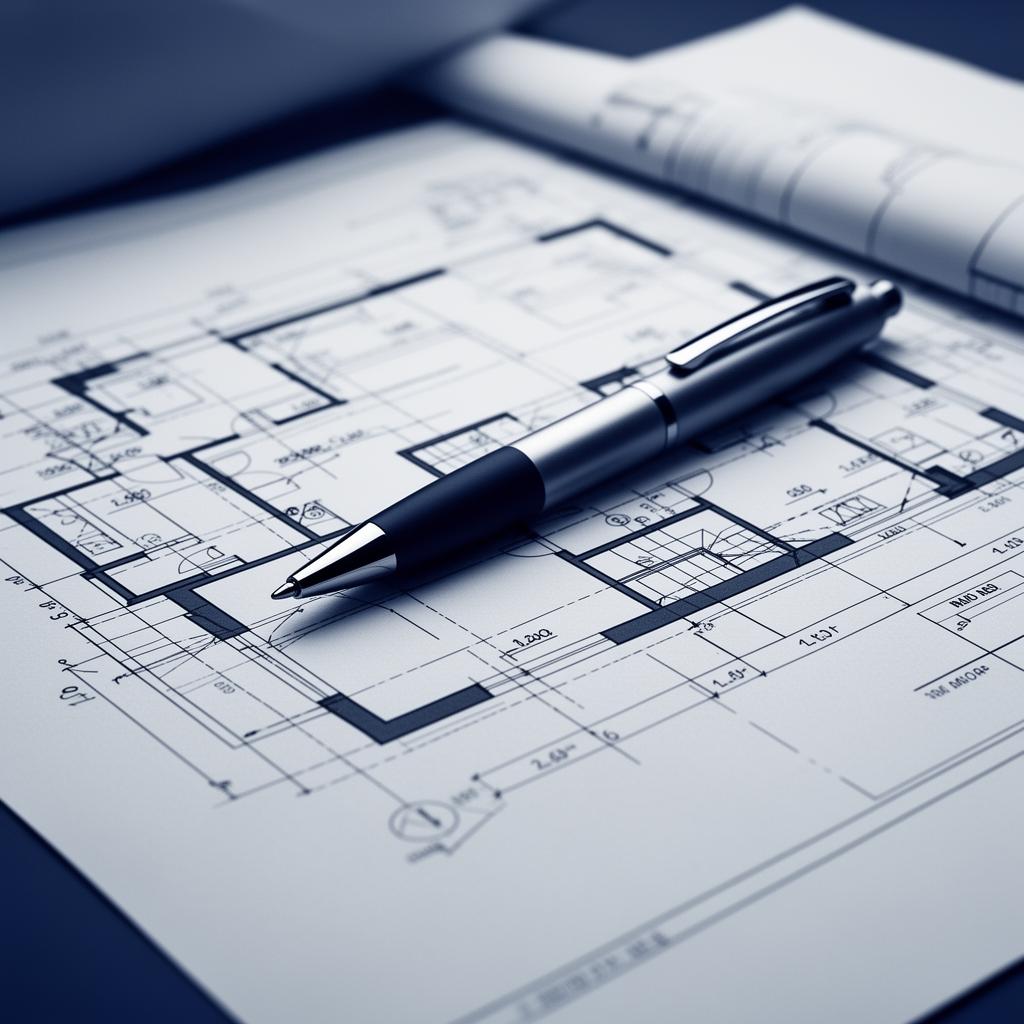 Architectural blueprints with pen — policy and governance alignment